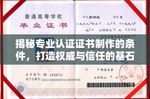南涧揭秘专业认证证书制作的条件，打造权威与信任的基石